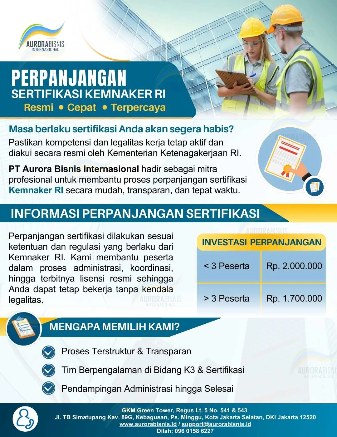 Perpanjangan Sertifikasi KEMNAKER RI