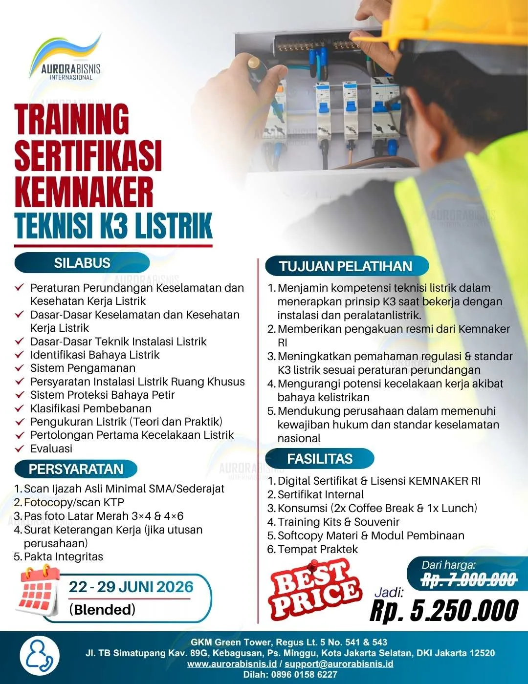 Training Teknisi K3 Listrik Sertifikasi KEMNAKER