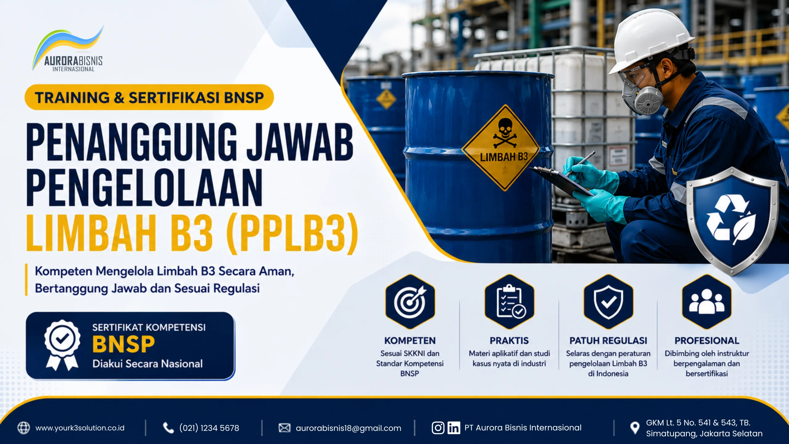 Training Penanggung jawab Pengelolaan Limbah B3 (PPLB3) Sertifikasi BNSP Training Penanggung jawab Pengelolaan Limbah B3 (PPLB3) Sertifikasi BNSP